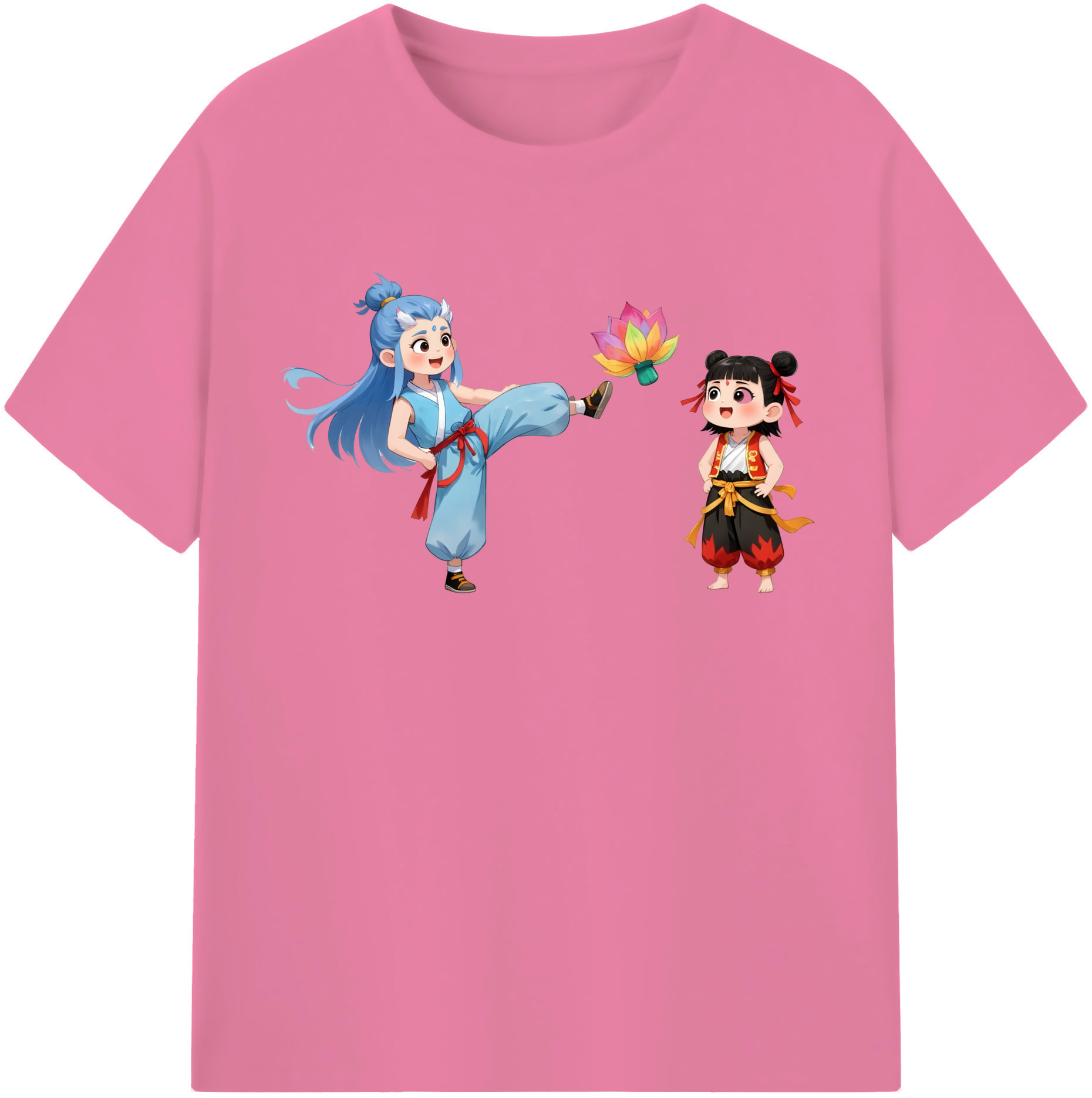 （画像用） Ne Zha 2 ナタ 魔童の大暴れ 綿100％半袖Tシャツ（フロントプリント）